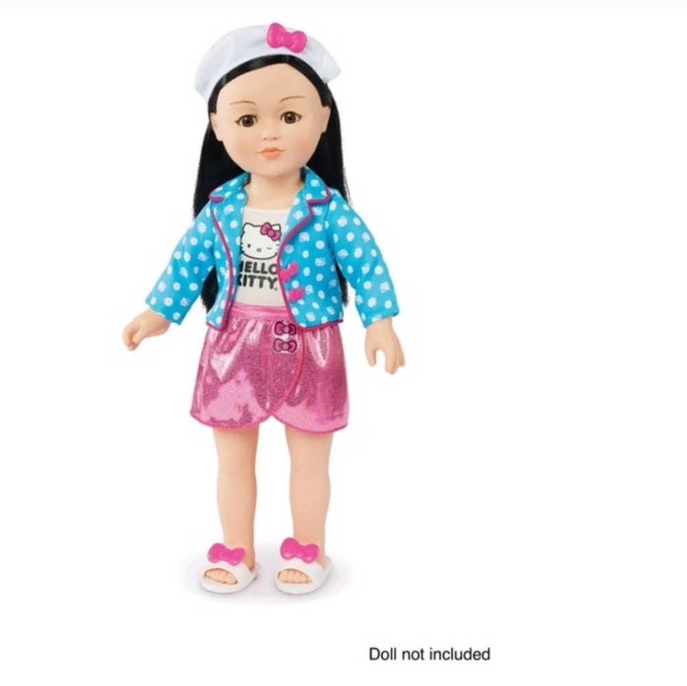 🌂●Hello Kitty Doll Outfit Set - Pink & Blue Sequin Skirt Ensemble